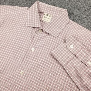 Culturata Dress Shirt Mens 16.5 42 Large Tailored Fit Micro Check Red Formal